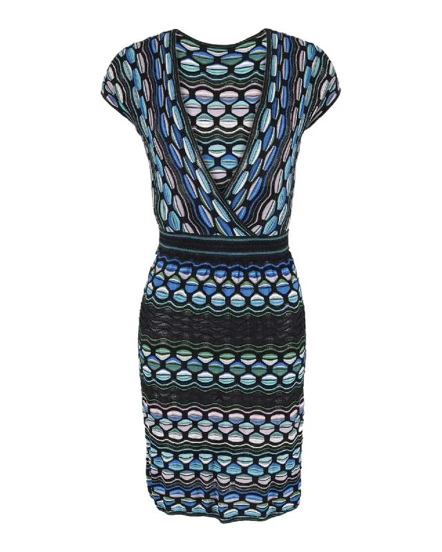 Designer dresses for high-end fashionMissoni Deep V-Neck Mini Dress in Multicolor Cotton