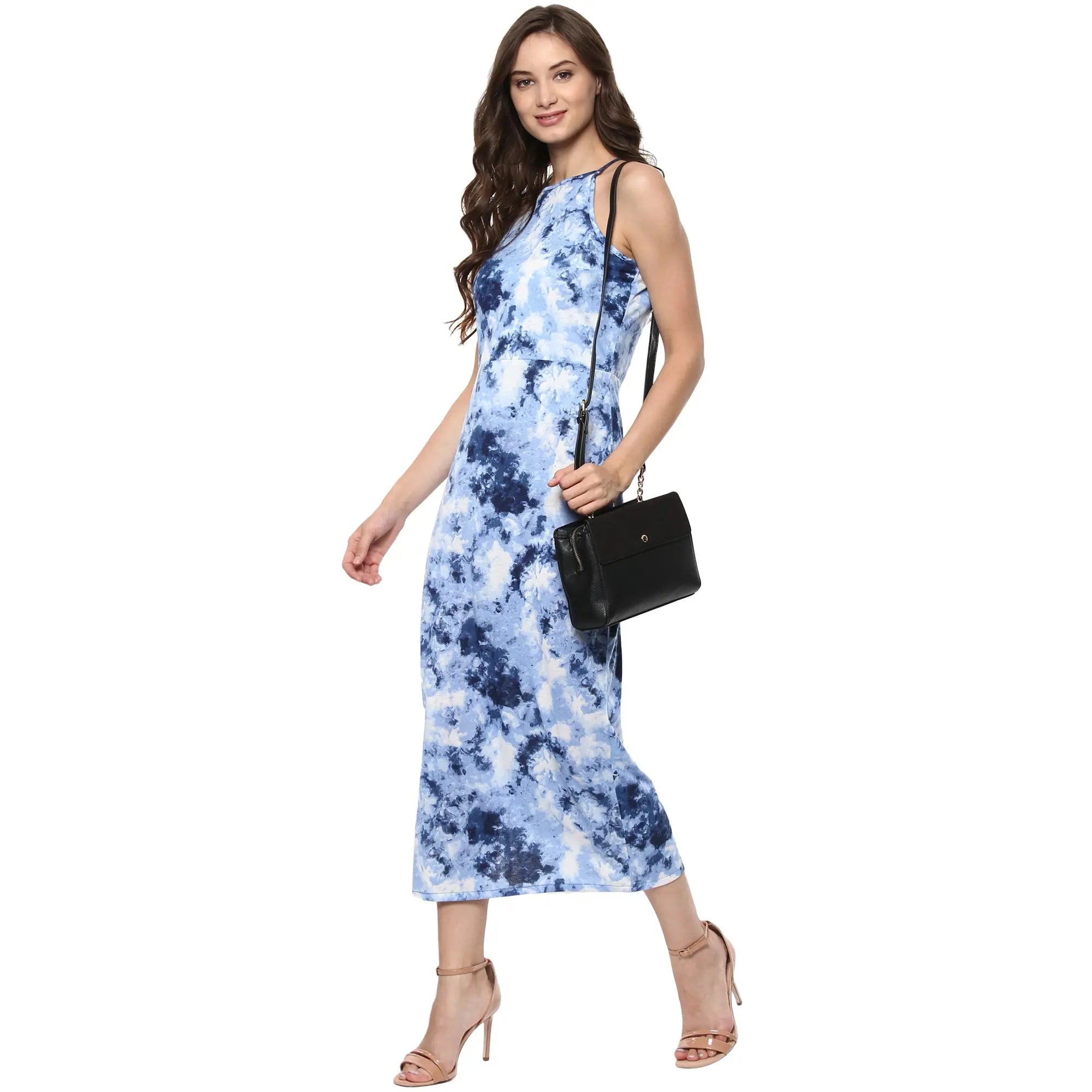 Round-neck dresses for womenPrinted Raglan Maxi Dress