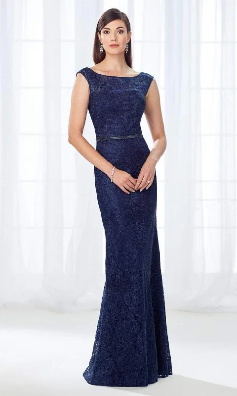 Custom-made dresses for personalized fitsCameron Blake - 118687SC Lace Cap Sleeves Cutout Sheath Gown