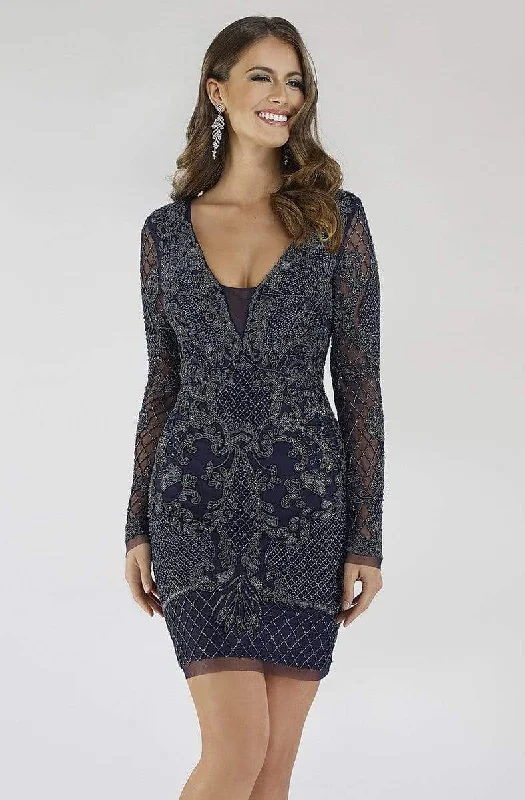 Long-sleeved dresses for womenLara Dresses - 29610 Beaded Long Sleeves Cocktail Dress