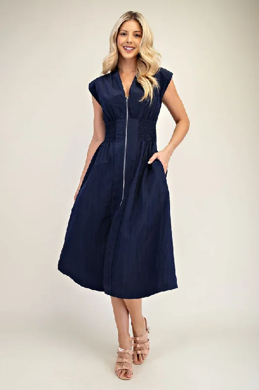 Women's casual dressesBelle Zipper Maxi Dress - Navy