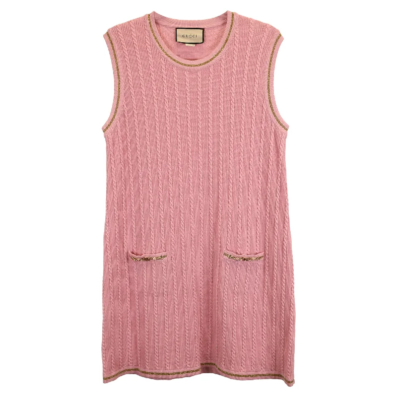 Polka dot dresses for womenGucci Ribbed Mini Dress in Pink Wool