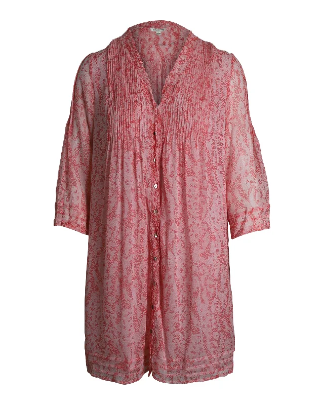 Godet dresses for womenDiane Von Furstenberg Pleated Printed Mini Dress in Pink Silk