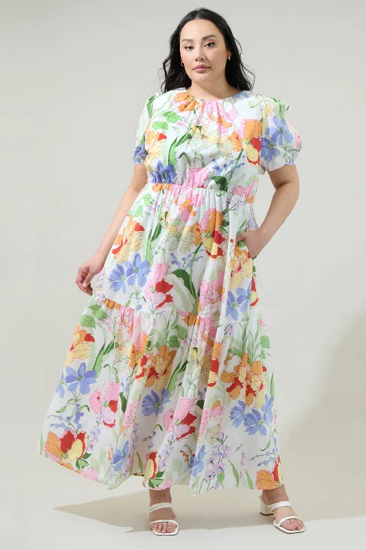 Designer dresses for high-end fashionJuliet Floral Garden Becca Tiered Maxi Dress Curve