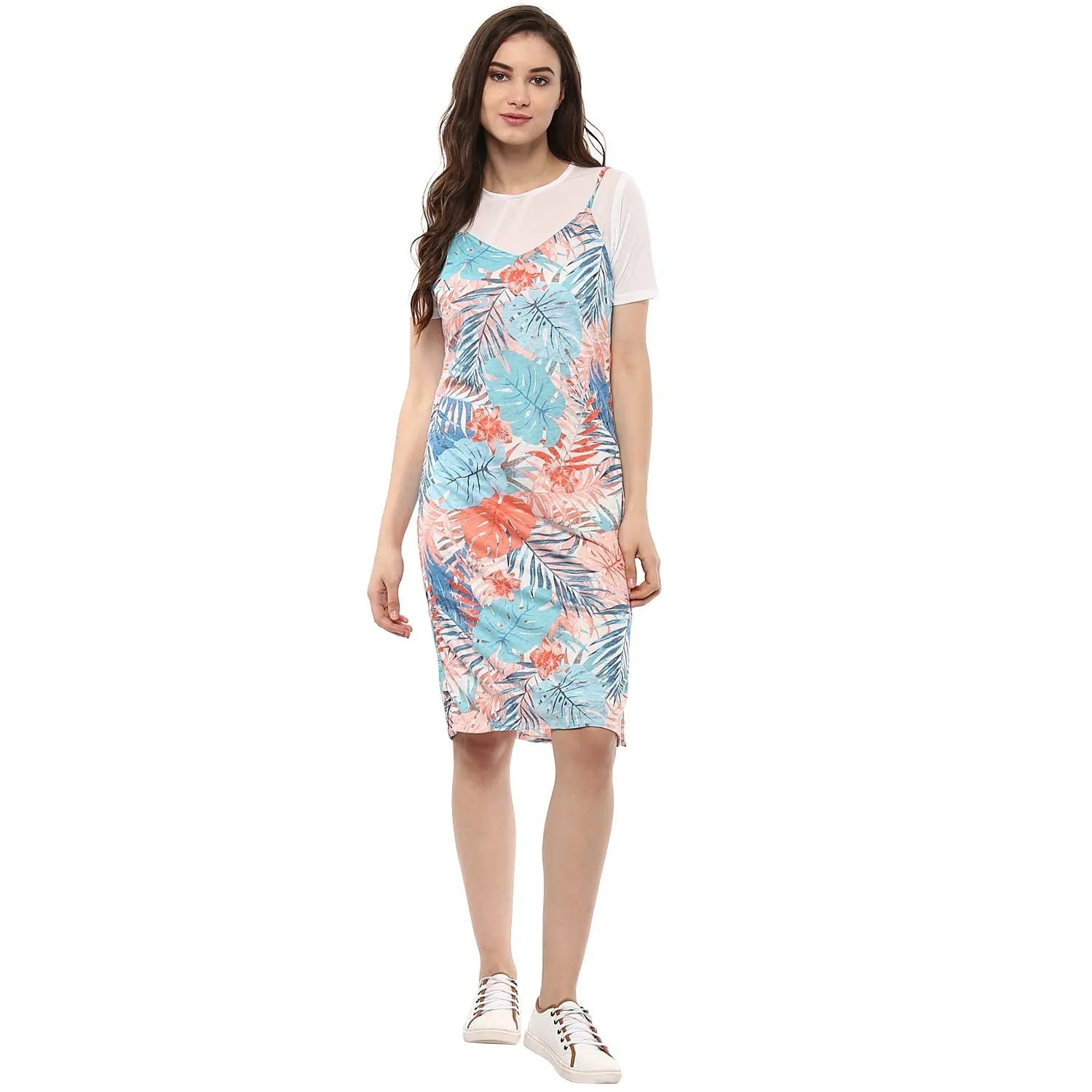 Peplum dresses for womenT-Shirt Look Printed Midi Dress