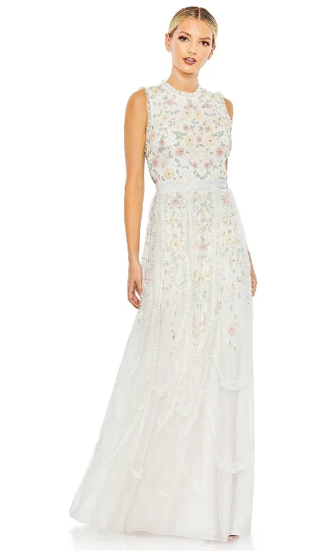 A-line dresses for womenMac Duggal 9137 - Floral High Neck Evening Dress