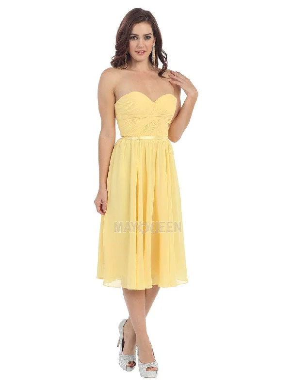 Lantern sleeve dresses for womenMay Queen - MQ1161 Strapless Sweetheart A-Line Tea-Length Dress