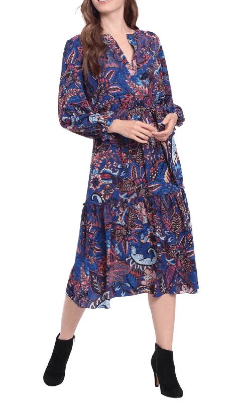 Sustainable dresses for eco-conscious womenLondon Times T6378M - Printed Flowy Midi Dress