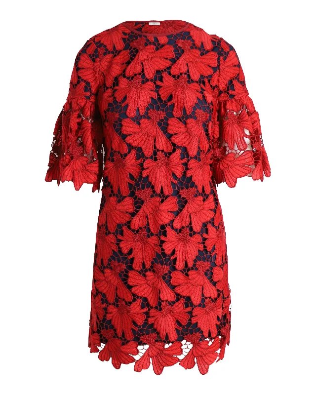 Vintage women's dressesTory Burch Nicola Lace Mini Dress in Red Polyester