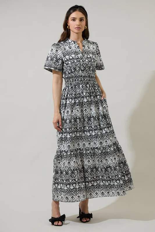 Bell sleeve dresses for womenLa Palma Floral Belraj Poplin Maxi Dress