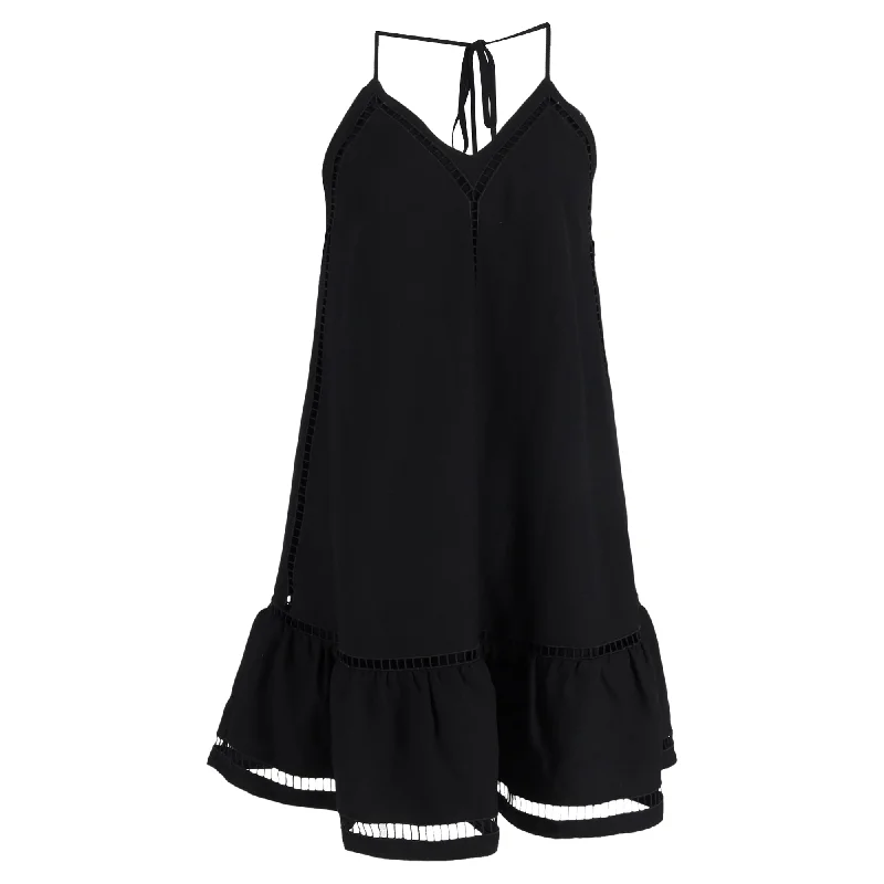 Strapless dresses for womenRed Valentino Mini Openwork Embroidered Dress in Black Polyester