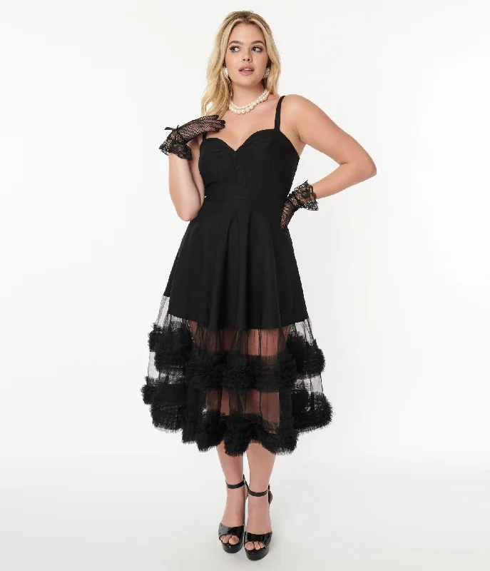 Evening women's dressesBlack Roman Holiday Tulle Swing Dress