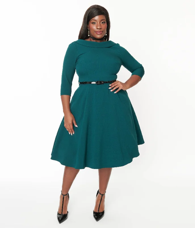 Plus-size dresses for womenThe Pretty Dress Company Forest Green Grace Fit & Flare Dress