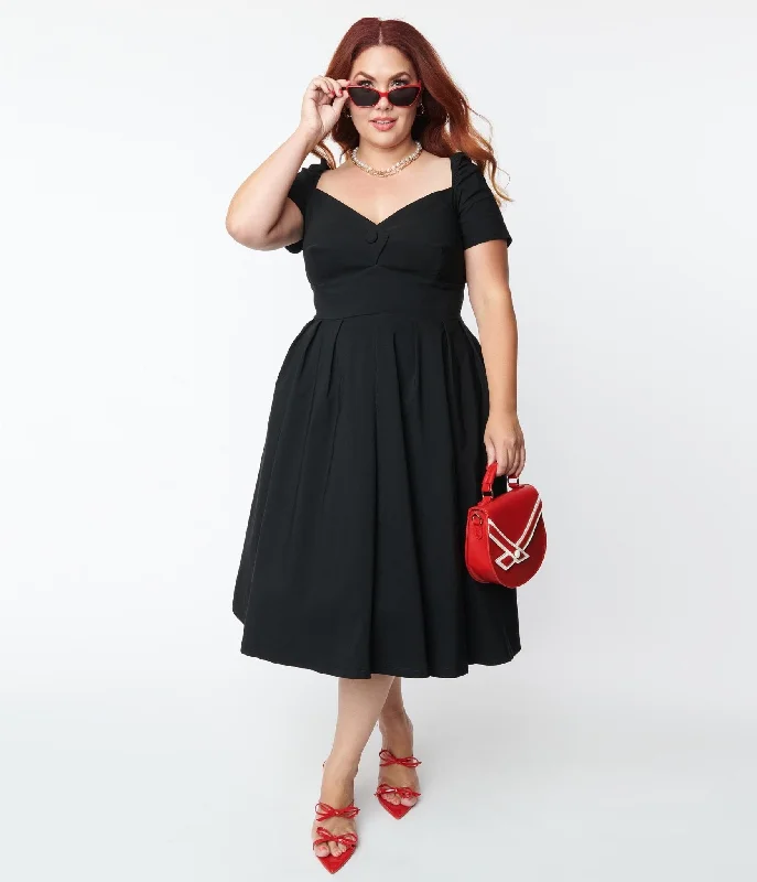 Flowy dresses for womenUnique Vintage Plus Size Black Sweetheart Midge Swing Dress