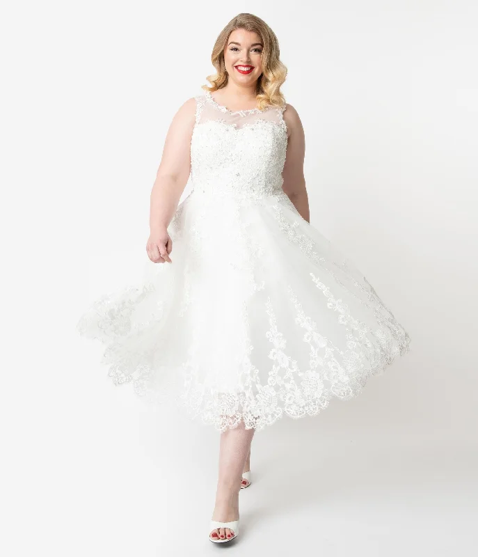 Corduroy dresses for womenUnique Vintage Plus Size Ivory Lace & Tulle Riviera Bridal Dress