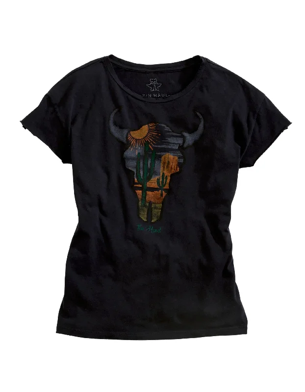 Earth-tone women's topsWOMENS TIN HAUL ARROWHEAD W/CACTUS SCREEN BLACK SHORT SLEEVE T-SHIRT