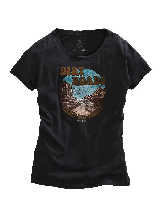 Metallic women's topsWOMENS DIRT ROADS TAKE ME HOME SCREEN PRINT DARK GREY SHORT SLEEVE T-SHIRT