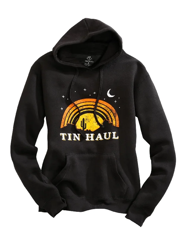 Mustard yellow women's topsWOMENS TIN HAUL UNDER THE NITE SKY PRINT BLACK SWEATSHIRT