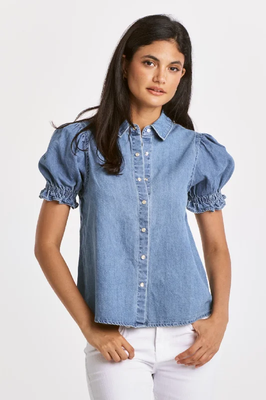 Machine-washable women's topsDear John Denim Puff Sleeve Top