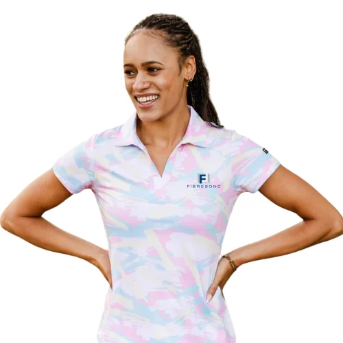 Camo print women's topsLadies Yatta Golf Polo - Pink