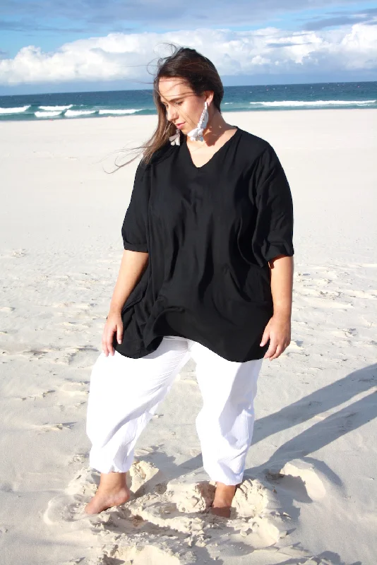 Fitted women's topsShort Kaftan In Black