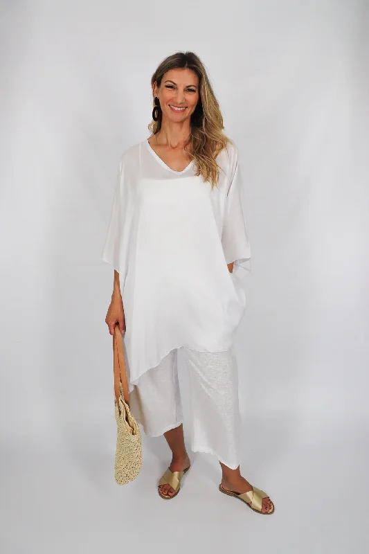 Tunic-style women's topsShort Kaftan In White