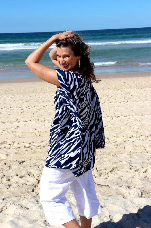 Cropped women's topsShort Kaftan Ocean Tide in Navy