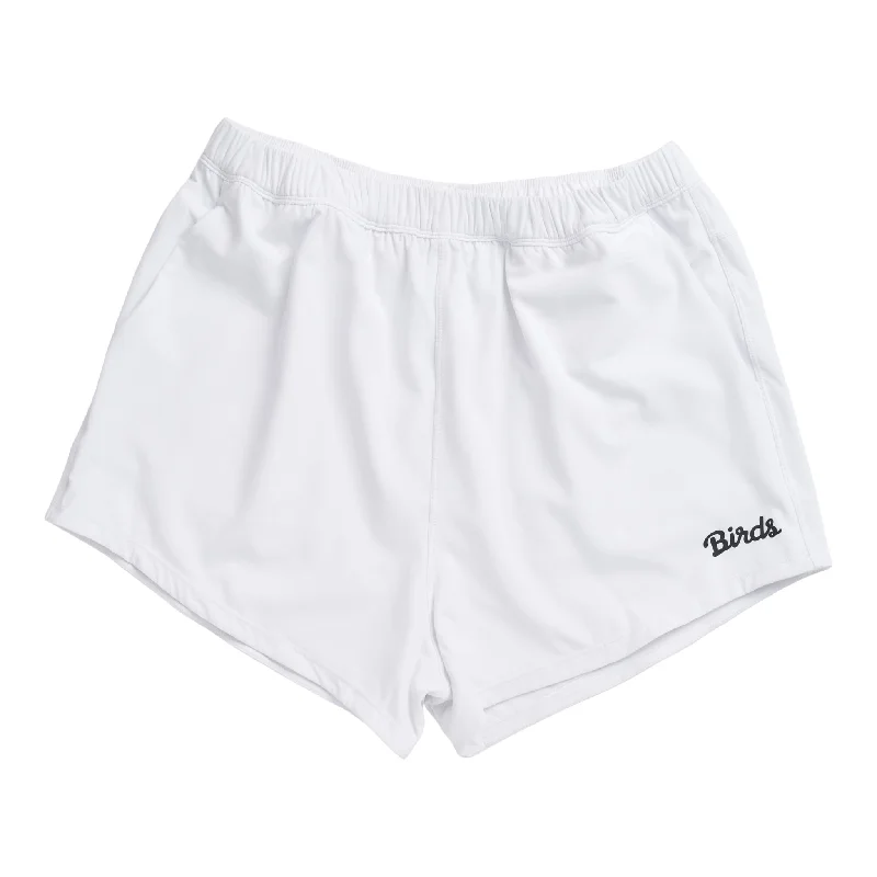 Ruffled women's topsBirds Shorts – White